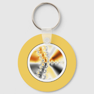 Abstract Orange Grey Fractal Keychain