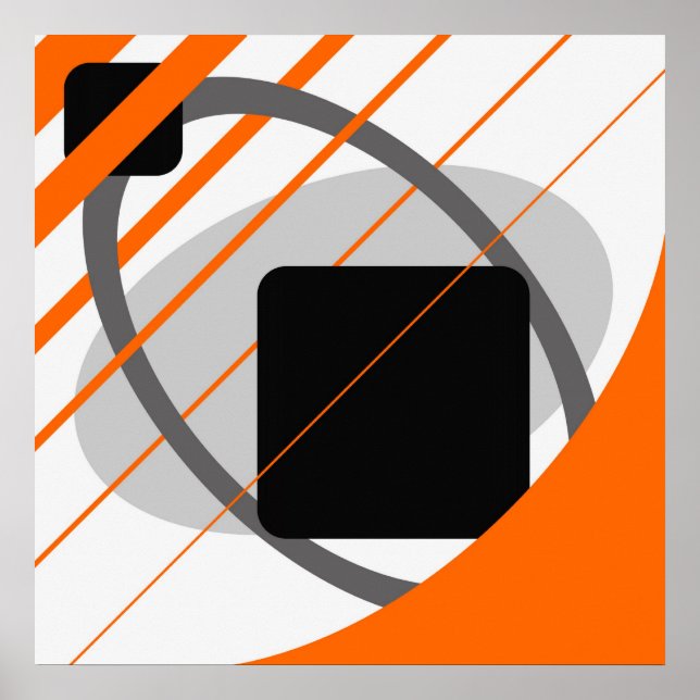 Abstract Orange Grey Off-White Black AP0002 Poster (Front)