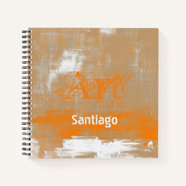 Abstract orange grey white Your name Art Book (Front)