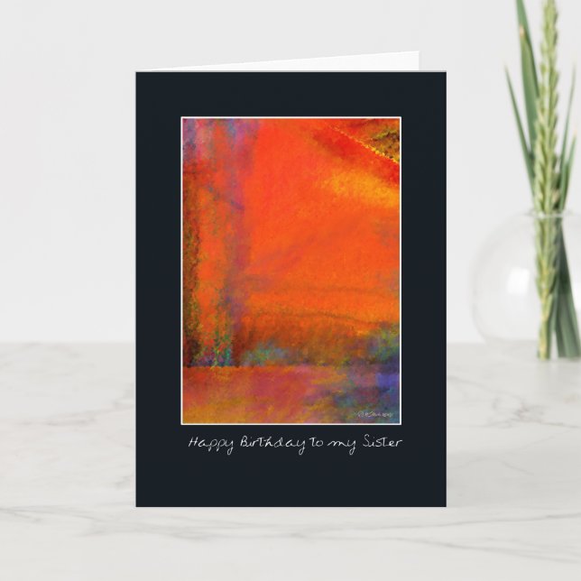 Abstract Orange Painting Birthday Card for Sister (Front)
