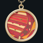 Abstract Orange Panels Gold Plated Necklace<br><div class="desc">A surrealist dream,  these brightly coloured abstract orange panels look like melted wax flowing through a canvas. A Jennifer Goldberger creation,  this work is amazing in its imaginative use of colour and lines. Order yours today!</div>