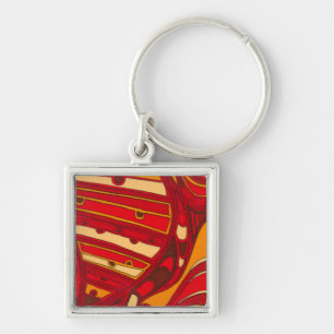 Abstract Orange Panels Key Ring