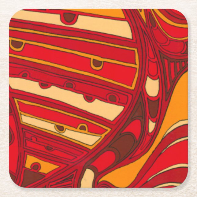 Abstract Orange Panels Square Paper Coaster (Front)