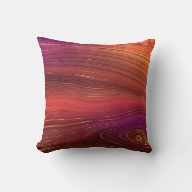 Abstract Orange Purple Red Gold Pattern Cushion (Front)