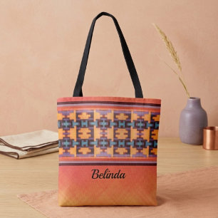 Abstract Orange, Purple, Yellow & Blue Tribal Tote Bag