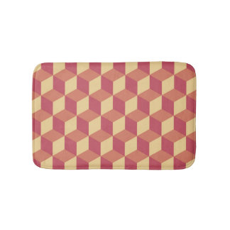 Abstract Orange Red Cube Pattern Bath Mat
