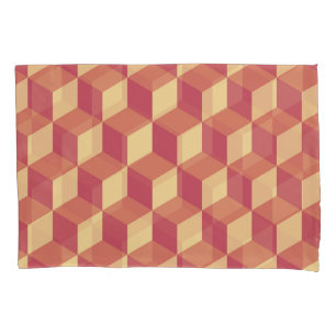 Abstract Orange Red Cube Pattern Pillowcase