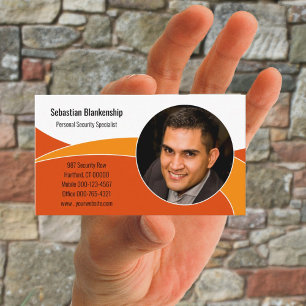 Abstract Orange Security Professional Custom Photo Business Card