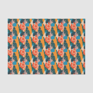 Abstract Orange Summer Tropical Leaves  Tissue Paper