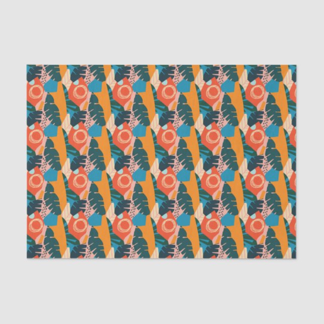 Abstract Orange Summer Tropical Leaves  Tissue Paper (Front)