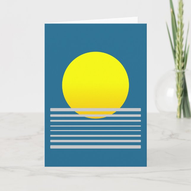 Abstract Orange Sun and Sea Landscape Card (Front)