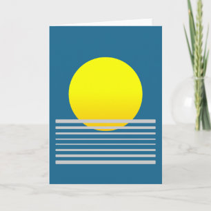 Abstract Orange Sun and Sea Landscape Card