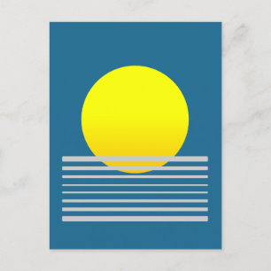 Abstract Orange Sun and Sea Landscape Postcard