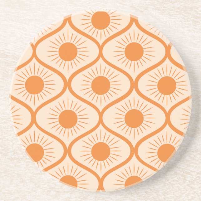 Abstract Orange Sun on Mid Century Ogee  Coaster (Front)
