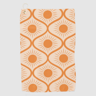 Abstract orange sun on mid century ogee golf towel