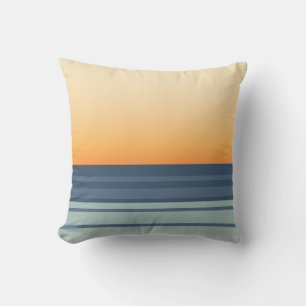 Abstract Orange Sunset and Ocean Cushion