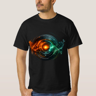Abstract Orange Teal Futuristic Energy Eye T-Shirt