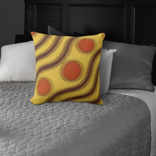 Abstract Orange Yellow & Brown Throw Pillow