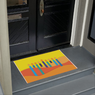 Abstract Orange Yellow Candles Background Doormat
