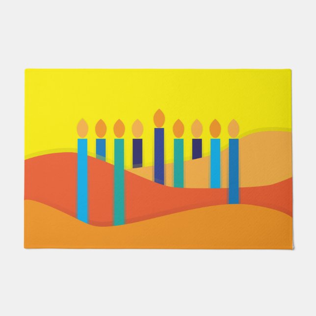 Abstract Orange Yellow Candles Background Doormat (Front)