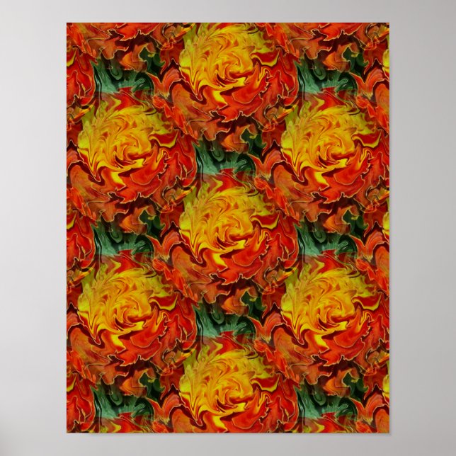 Abstract Orange Yellow Green Pattern      Poster (Front)