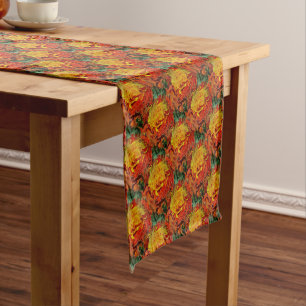 Abstract Orange Yellow Green Pattern Short Table Runner