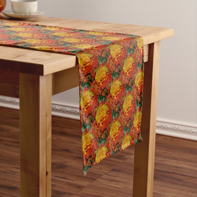 Abstract Orange Yellow Green Pattern      Short Table Runner (In Situ)