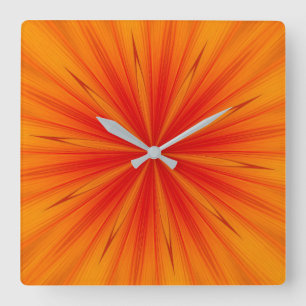 Abstract Orange Yellow Starburst Clock