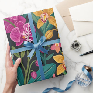 Abstract Orchid Butterflies Garden Wrapping Paper