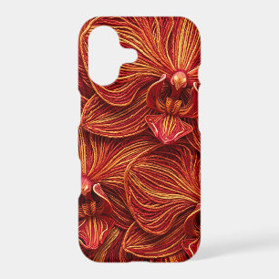 Abstract Orchid Fire Red Thread iPhone Cases