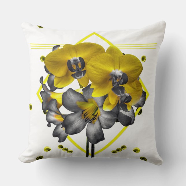 Abstract Orchid Floral Art Print Cushion (Front)