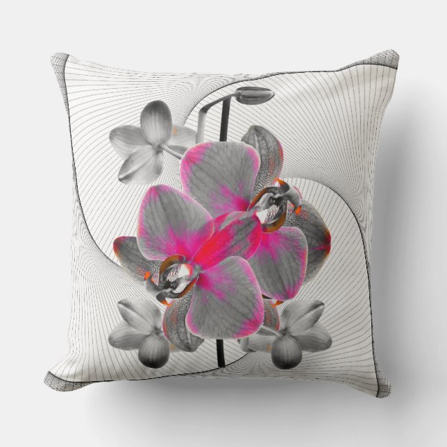 Abstract Orchid Flower Art Print Cushion (Front)