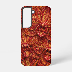 Abstract Orchid Red Thread Modern Samsung Cases