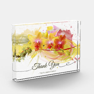 Abstract Orchids Colour Splash Calligraphy Photo Block