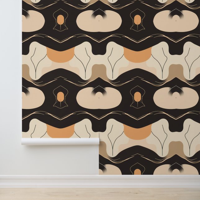 Abstract Organic Earth Tone Pattern Wallpaper (Application)