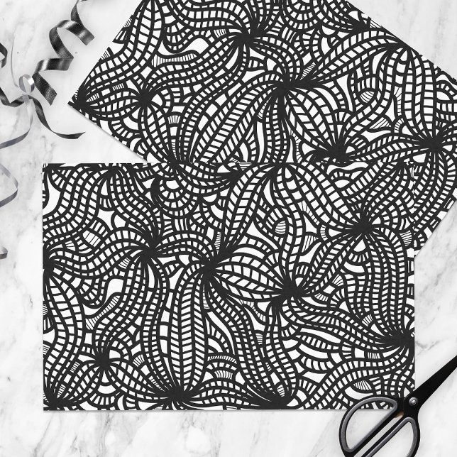 Abstract Organic Hand Drawn Doodle Black and White Tissue Paper (Creator Uploaded)