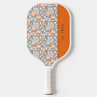 Abstract Organic Line White Orange Passion Pickleball Paddle