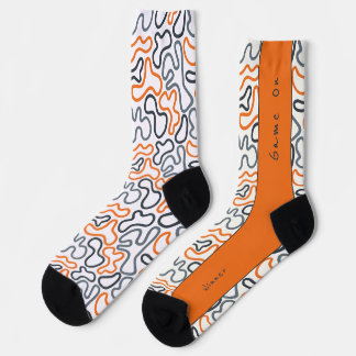 Abstract Organic Line White Orange Passion Socks