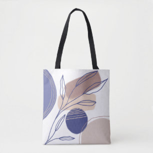 Abstract Organic Shapes - Blue and Beige Tote Bag