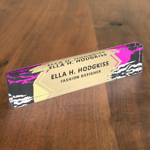 Abstract organic shapes fashion pattern print nameplate