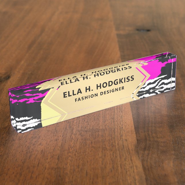 Abstract organic shapes fashion pattern print nameplate (Side)