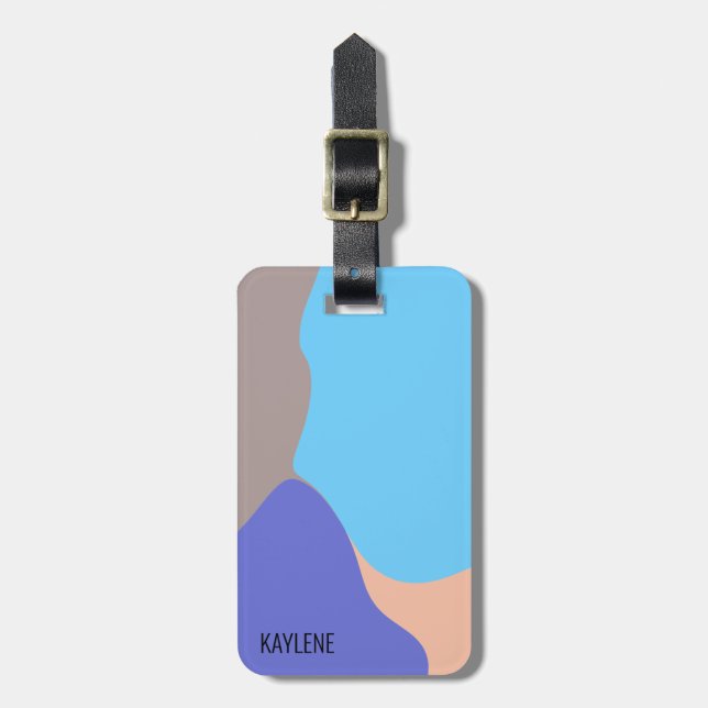 Abstract Organic Shapes Personalised Luggage Tag (Front Vertical)