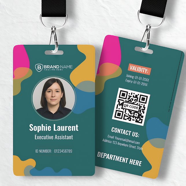 Abstract Organic Shapes Teal Green Department ID ID Badge (Abstract Organic Shapes Teal Green Department ID Badge)