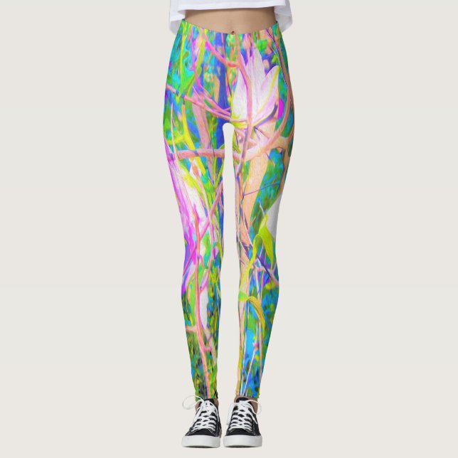 Abstract Oriental Lilies in My Rubio Garden Leggings (Front)