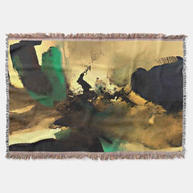 Abstract Oriental Mood Art Throw Blanket, 60"×50"  Blanket (Front)