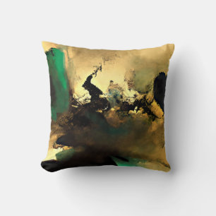 Abstract Oriental Mood Art Throw Pillow, 18"×18" Cushion