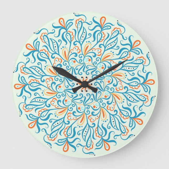 Abstract Ornament Ceramic Tile Pattern Large Clock (Front)