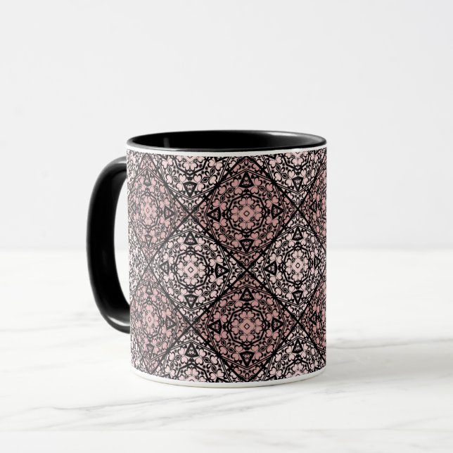 Abstract ornamental decorative decor brown beige b mug (Front Left)