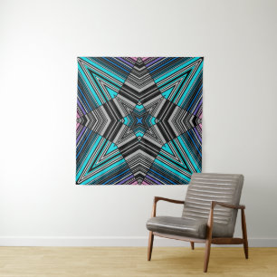 Abstract ornamental lined striped folk ethno triba tapestry