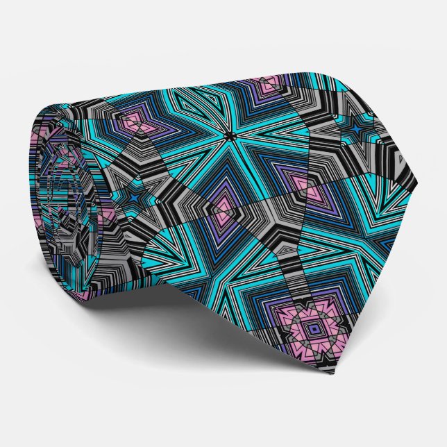 Abstract ornamental lined striped folk ethno triba tie (Rolled)